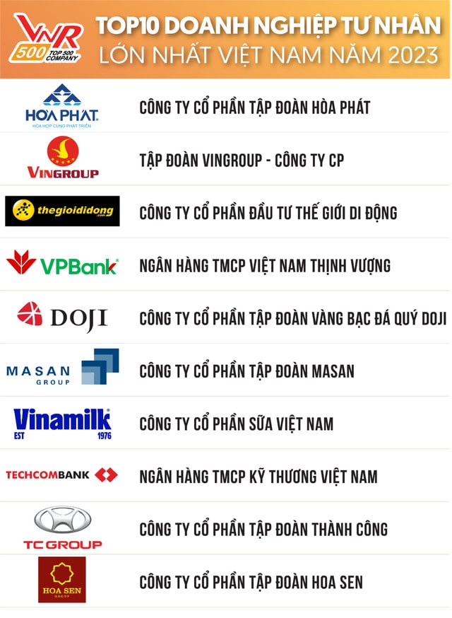 TOP 10 Doanh nghiệp tư nhân lớn nhất Việt Nam